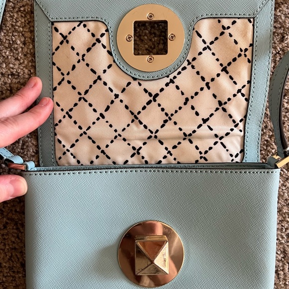 Kate Spade Sally Newbury Lane Mini Tiffany Blue Square Latch Crossbody - Picture 3 of 8